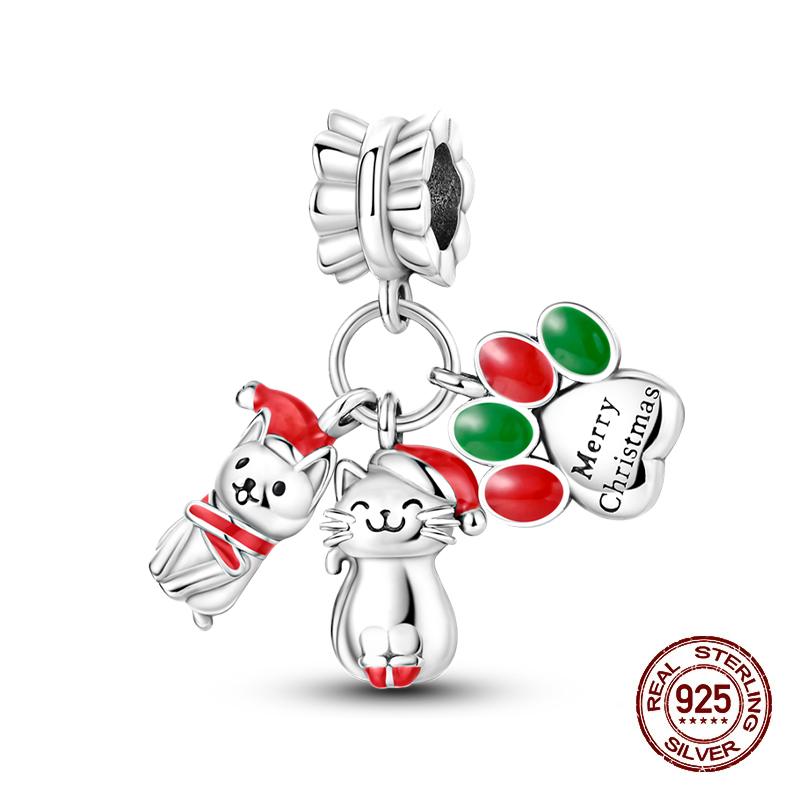 New Copper Snowman Elk Santa Christmas Charms Bead Fit Pandachoriginal Bracelets Diy Jewelry Holiday Gift