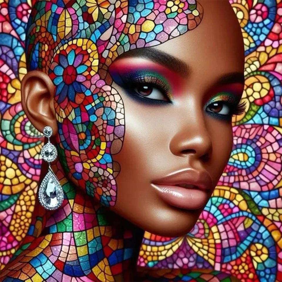 5D DIY African Women Diamond Painting Mosaic Sale Full Square Round Diamond Painting DIY Embroidery Picture Of Rhinestones
