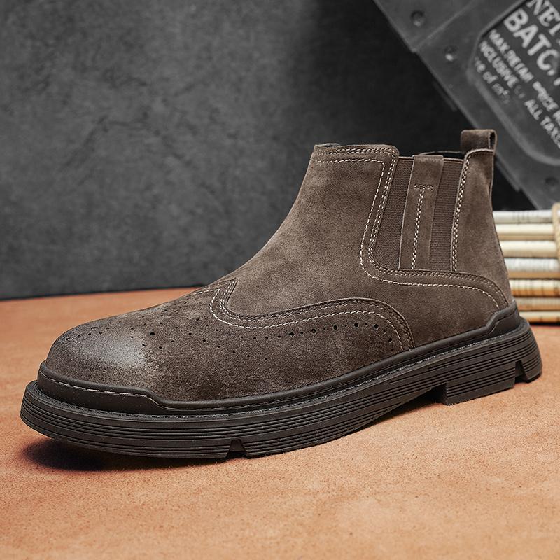 

Мода 2024 года, брендовые замшевые мужские ботинки челси, дизайнерские итальянские классические ботинки, мужские модные повседневные теплые плюшевые деловые ботильоны 44
