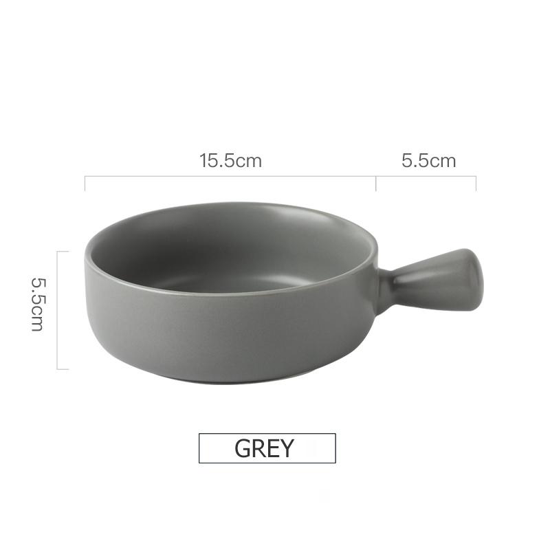 6 Inch Porcelain Baking Plate Dessert Bowl Ramekin Baker Dinner Plate Pasta Dishes Baked Rice Bowl with Handle Microwave Safe