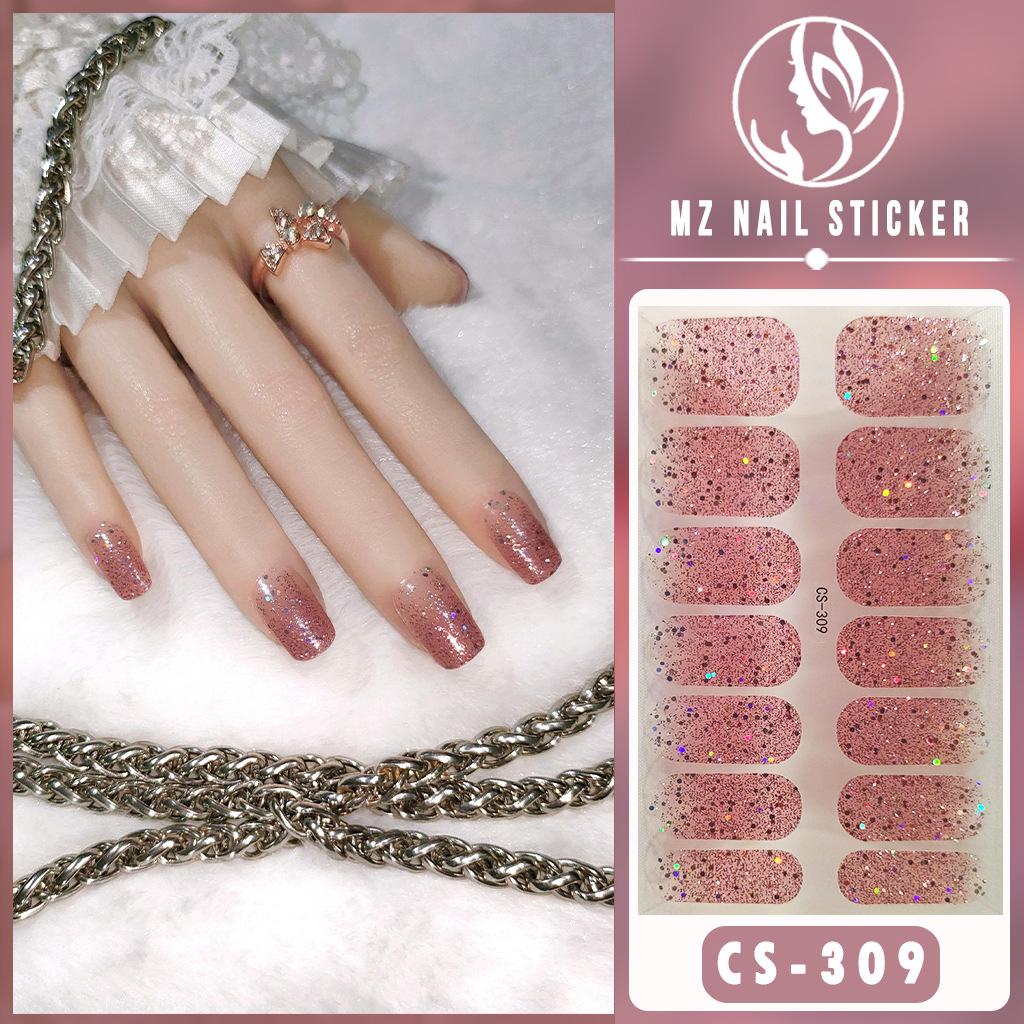 CS Color Green Onion Powder Four-color All-Green Onion No-Bake Gel Nail Polish Film All Ice Flash Nail Polish Film Paper Nail Nail Sticker