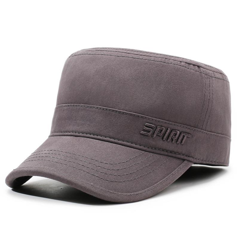 Mens Allseason Flat Top Cotton Hat With Embroidered Letters For Casual Sun Protection