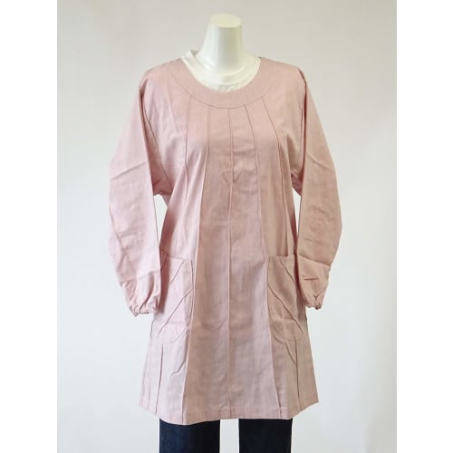 Luna Panda Made in Japan [#1 Best-Selling Solid Apron] [Wrinkle-Resistant Even After Washing] Eco-Friendly Apron (Smock) (Pink)