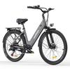 HILLMILES Milecity 1 - 26" Electric Bike - 250W Motor - Removable 36V 13Ah Battery - 100km Range - Shimano 7-speed, Grey