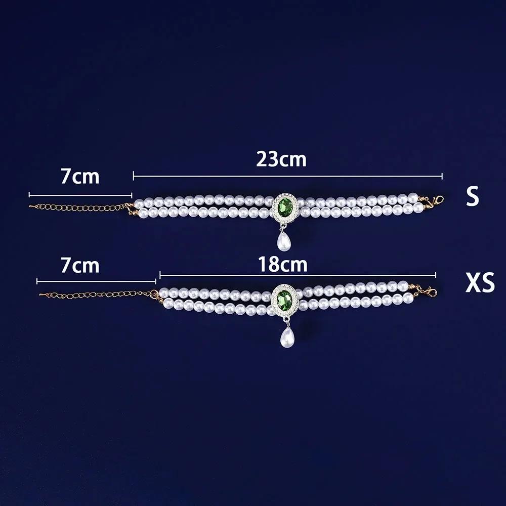 Pet Collar with Double Row Pearls Pendant Small Dogs Cat Pearl Necklace Fashion Accessories for Kitten Puppy Wedding Accessories