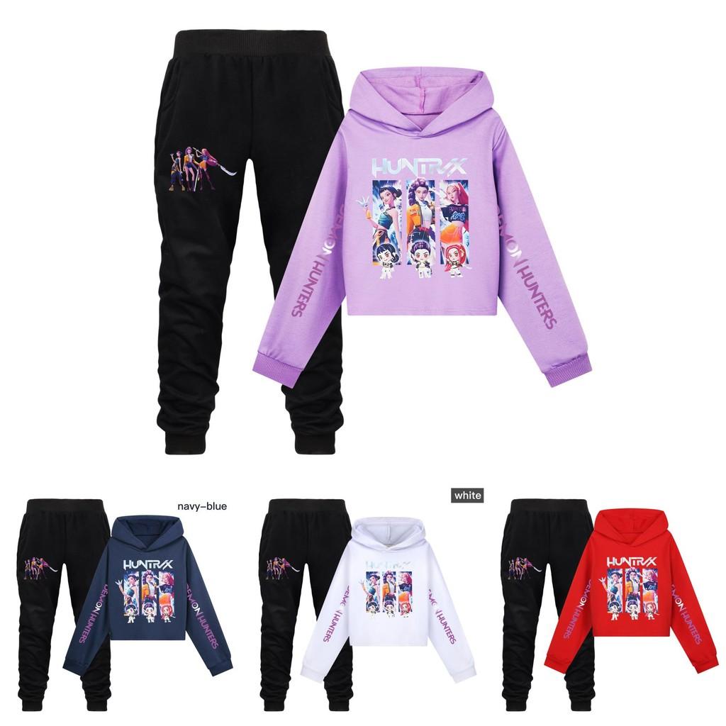 Kpop Demon Hunters Girls Cotton Casual Set With Long Sleeve Hoodie And Pants For Ages 110-170cm