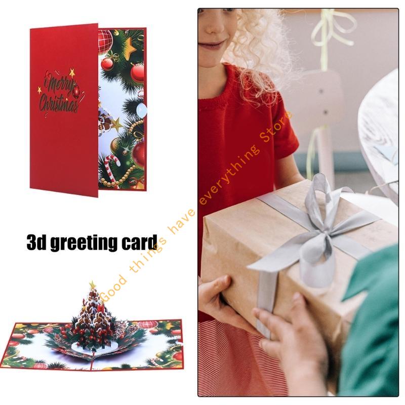 Holiday Pinecones 3D Greeting Card with Envelope Christmas Theme Invitation Card Stylish Postcard for New Years Party 55KF