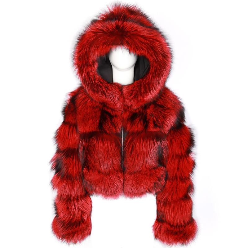 Pelz Herbst und Winter Kunstpelz Thermische Kapuzen-Pelzjacke Damen