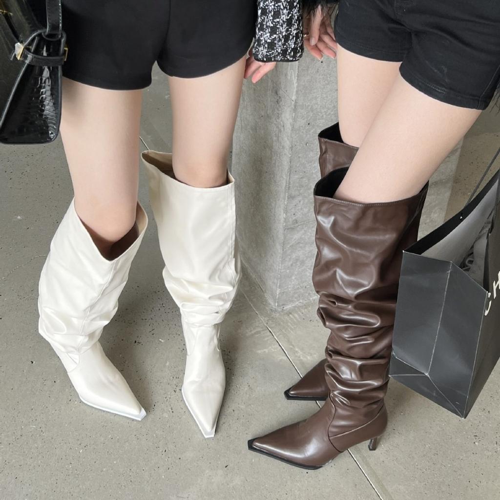 Autumn and winter new pointed thin heel high heel temperament French fashion sexy beautiful woman knee boots