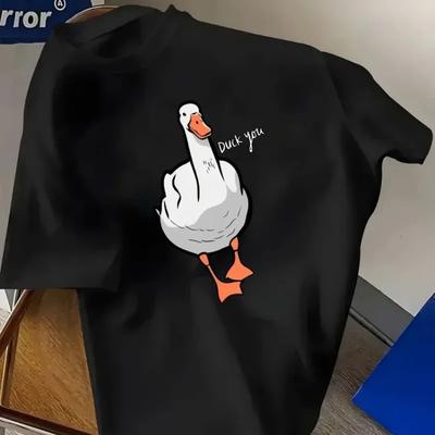 Lustiges parodisches Enten-Du-Print-Baumwoll-Unisex-Sommer-Mode-T-Shirt Luxuriöses lässiges Streetwear YK Süßes Oberteil Rundhals Kurzarm