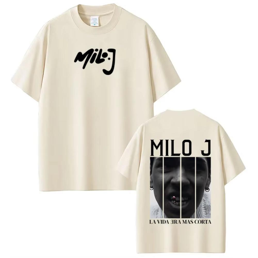 

Rapper Milo J La Vida Era Mas Corta Album T Shirt Men s Women Harajuku T-shirts Summer Loose T-shirts Tops S