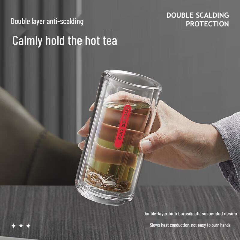 COOKER KING High Borosilicate Double-Layer Tea Infuser Glass Mug Set