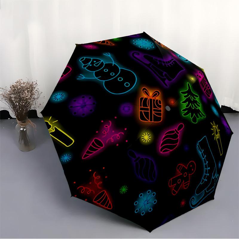 1pc Winter Festive Automatic Open/Close Umbrella - Compact Travel Umbrella, Gift for Birthday, Holiday yy260106075