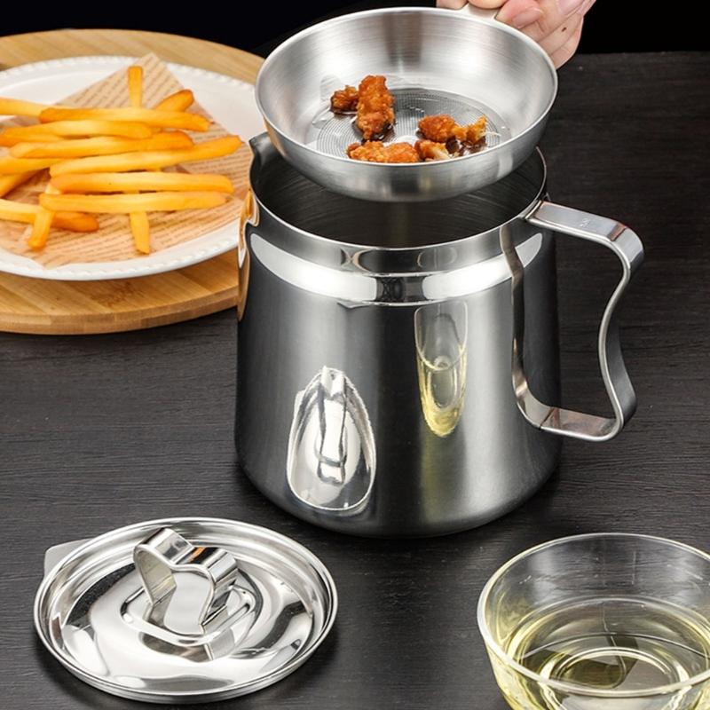 Lebensmittelechte Öl-Abtropfkanne Mit Abnehmbarem Deckel Und Frittierkorb Langlebiges Küchenwerkzeug Für Zuhause Restaurant