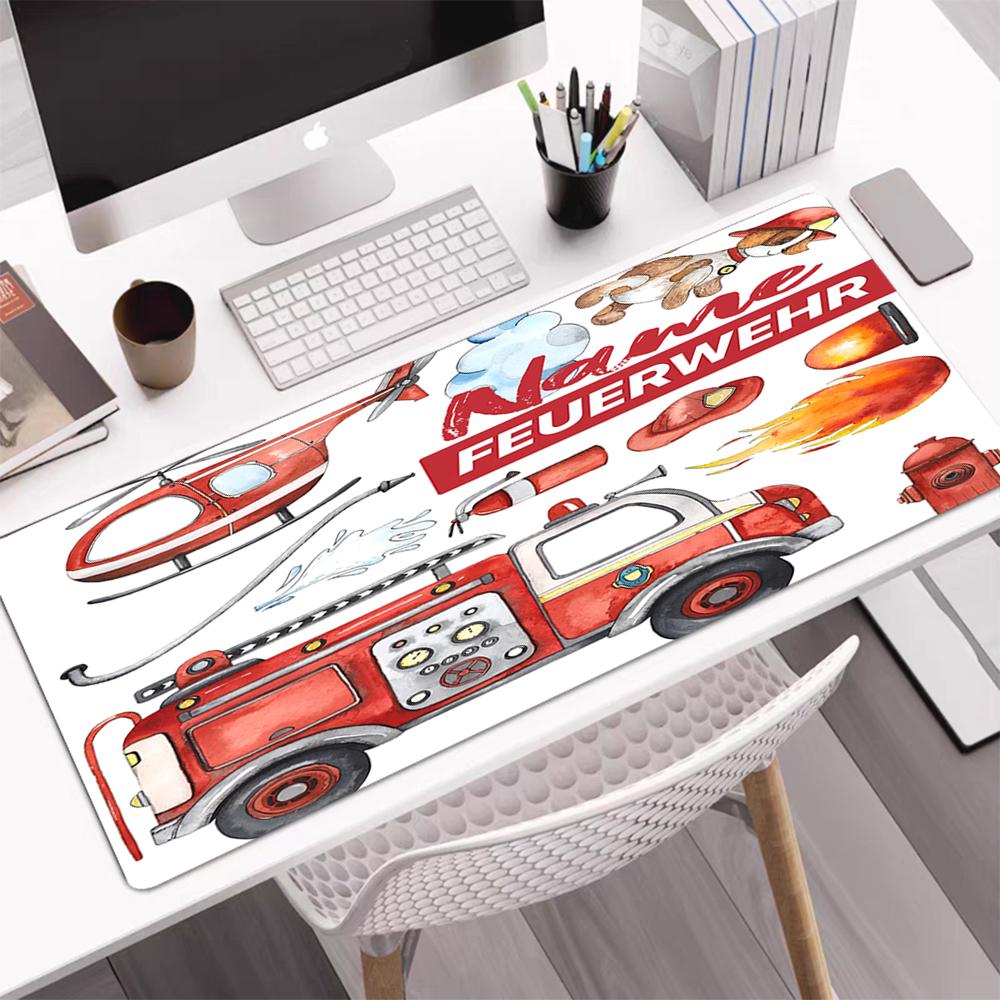 Custom Name fire truck Theme Mouse Pad, Non Slip Rubber Base, Multifunctional Office & Home Decor, Perfect for Workspace Personalization.