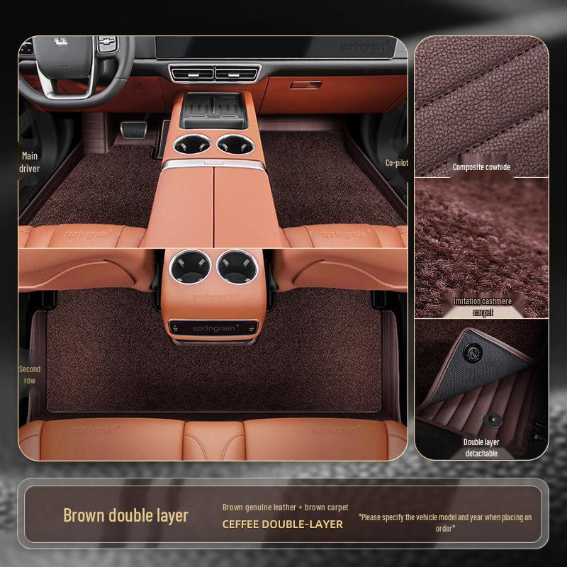 Ideal L7/8/9/ONE Genuine Leather Double-Layer Floor Mats for Six-Seven Seaters