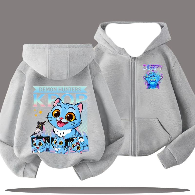 

Casual Comfort Zip Hoodie Fashion Printed Pattern Girls Top Hoodies Sweatshirts Girls 160 серый