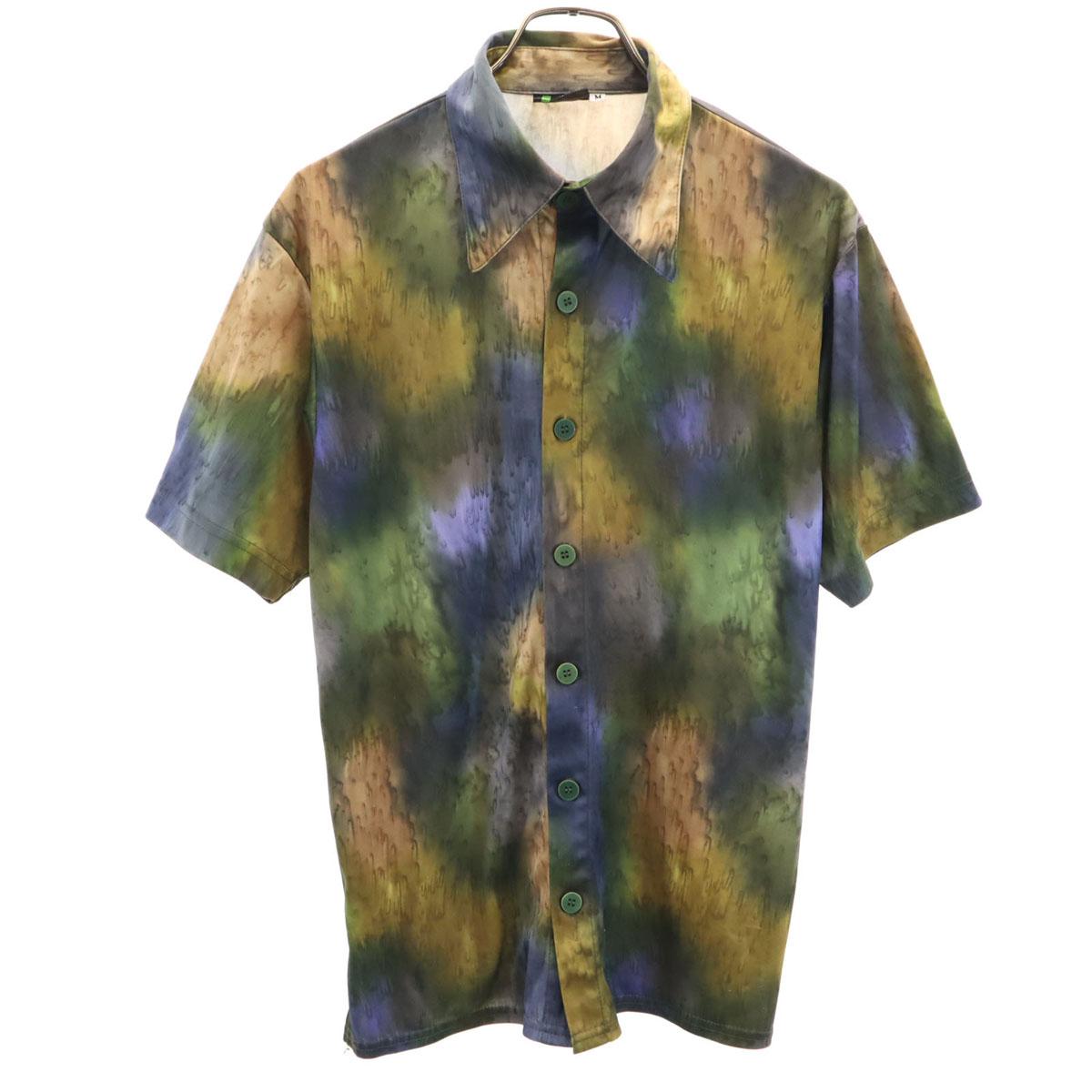 

70-е 80-е винтажная рубашка с коротким рукавом с ручкой комбинезона M Мульти Мужская Б/у