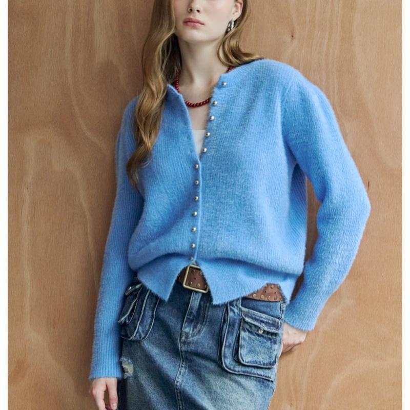 MAXZA Sprinkle Bean Button Round Neck Cardigan Zd11qd022na