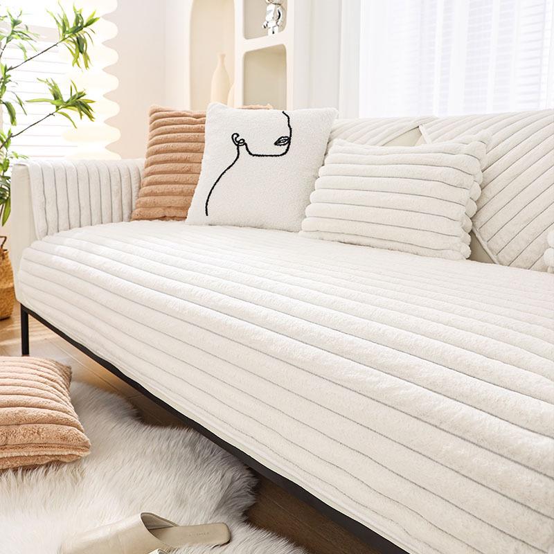 Winter Luxury Rabbit Plush Sofa Cushion - Non-slip, Thickened Cover in Simple French Style