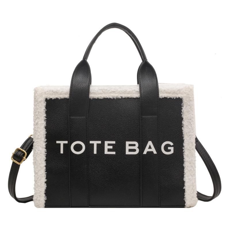 Oblique Span Hand Bag Women's Niche Design Autumn New Shoulder Bag Commuter Lamb Wool Tote Bag