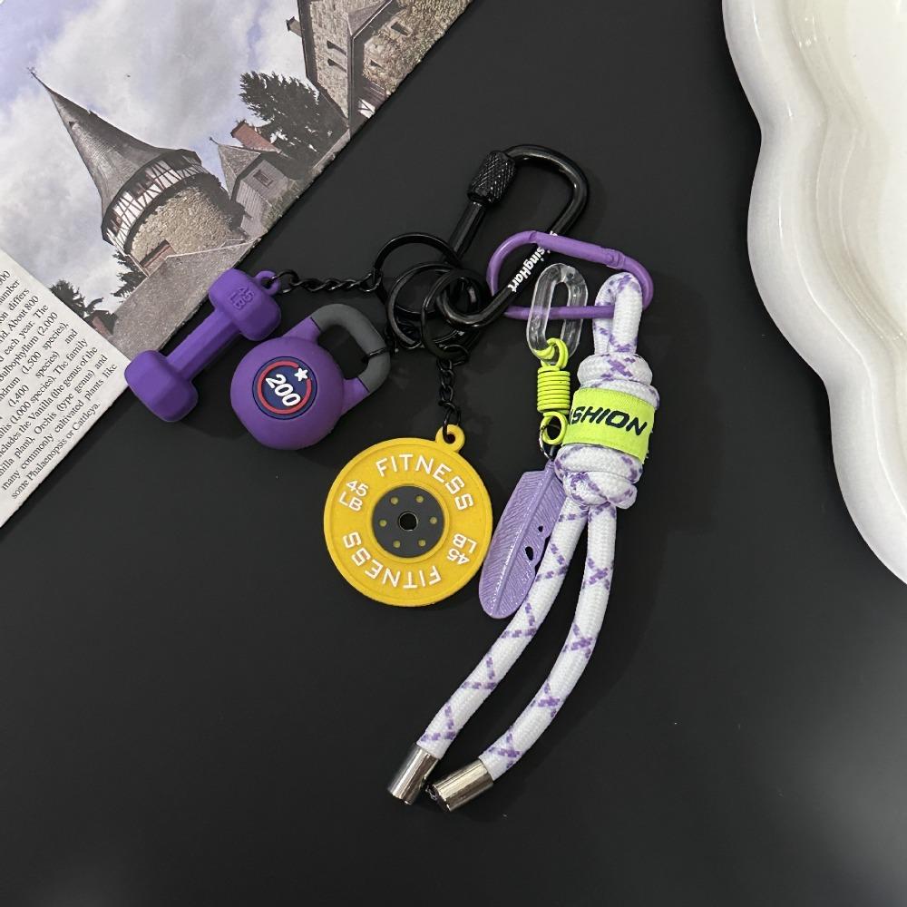 with D-shaped Buckle Fitness Series Pendant Colorful Simulation Dumbbells Keyring  Friends