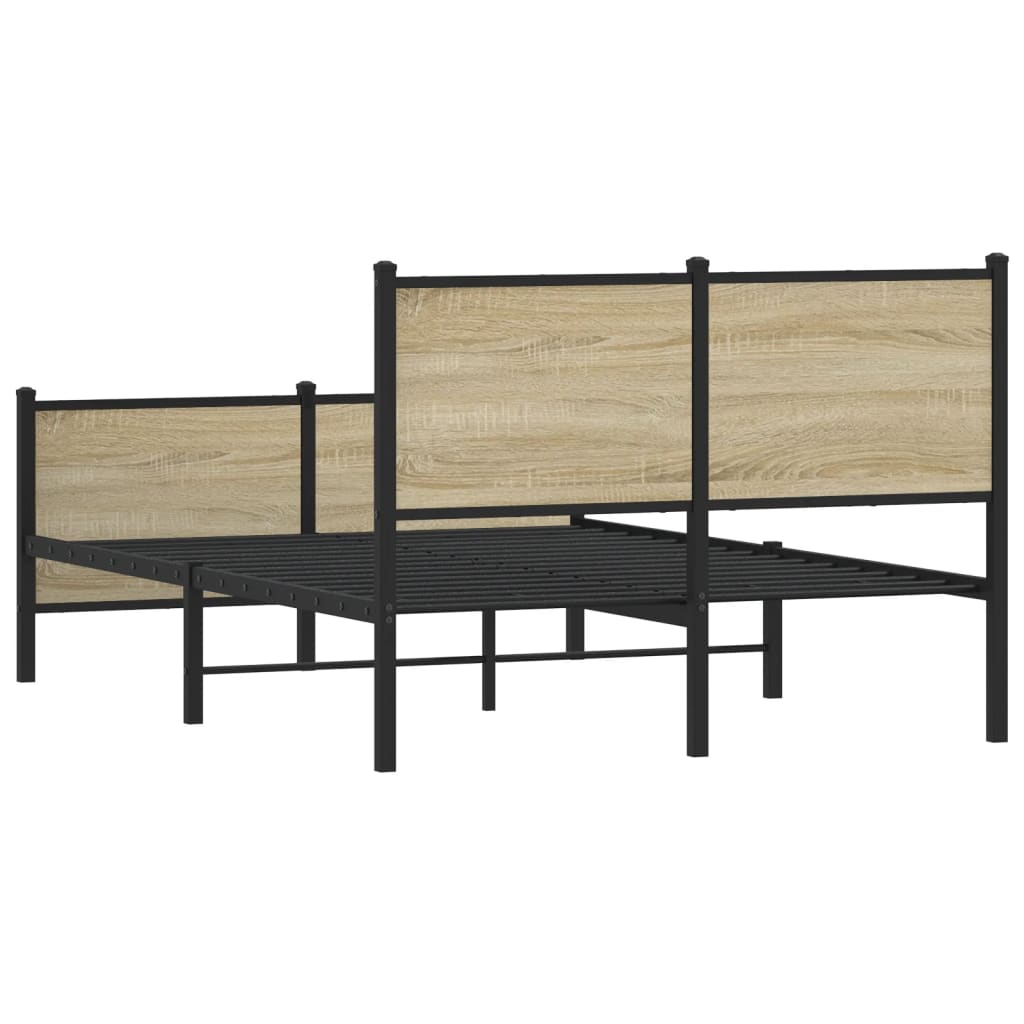 Metal Bed Frame without Mattress Sonoma Oak Finish 120 x 190 cm