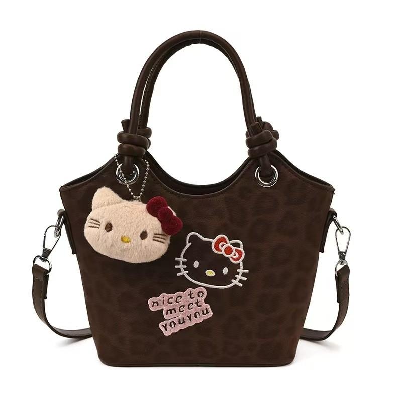 Cartoon Hello Kitty Pu Shoulder Bag With Pockets For Daily Use