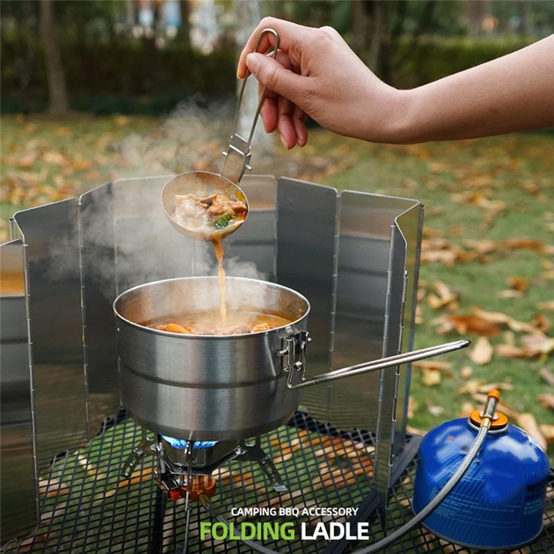 Good-Kitchen Outdoor Camping Soup Spoon Mountaineering Backpacker Portable Pot Soup Spoon Portable Folding Soup Spoon