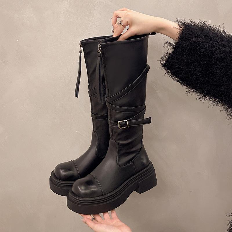 

Женские ботинки Мартин 2025 новая ниша Spice Girl маленький передний зип отворот два способа носки средняя труба локомотив локомотив короткие ботинки 40 чёрный