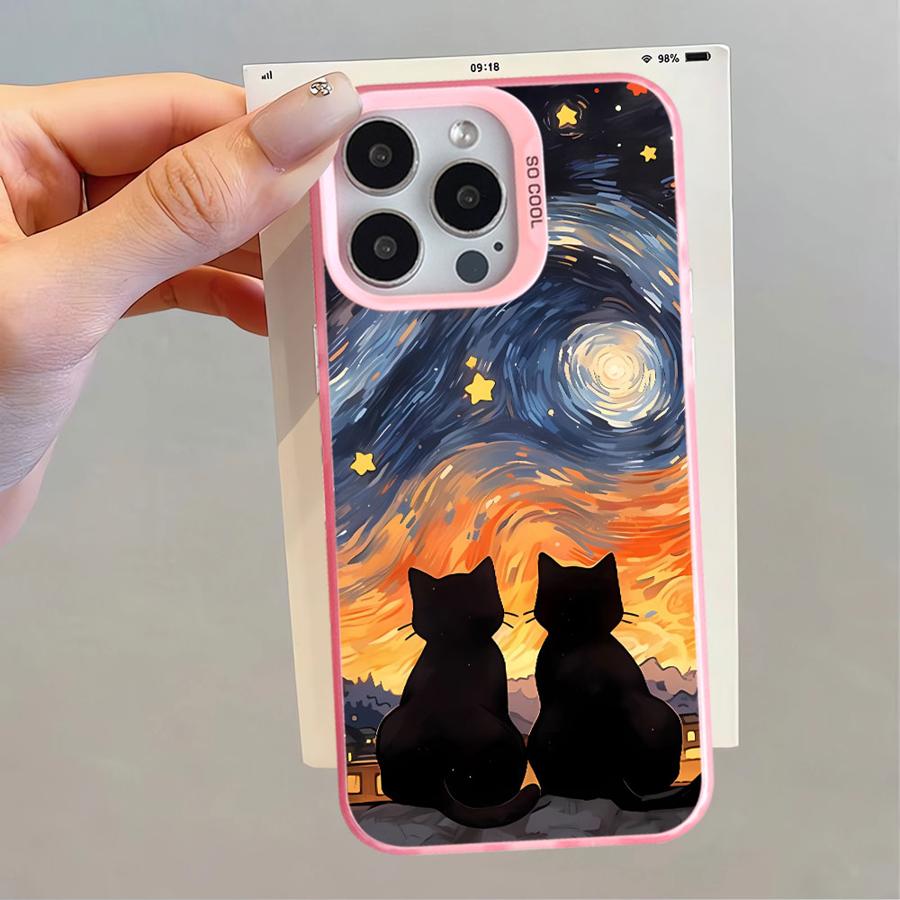 Étui souple pour iPhone 16e 11 12 13 Pro Max 14 15 16 Plus Art Van Gogh Chat