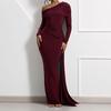 New Summer Women's One-shoulder Sexy Tight Long-sleeved Temperament Evening Dress