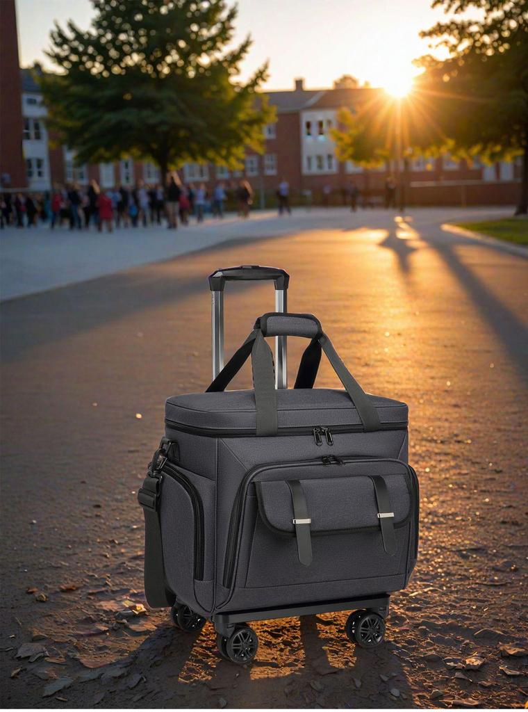 Large Capacity Teacher Rolling Bag with Detachable Trolley and Wheels - Multifunctional Travel Suitcase