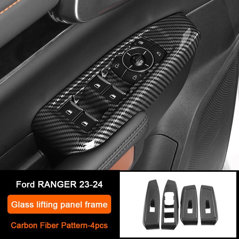 Carbon Fiber Interior Upgrade Overlay Covers For Ford Ranger Wildtrak T9 2023-2025 Rear Air Outlet Center Gear Shift Panel