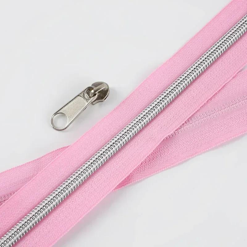 3/5/10M 5# Nylon Zipper Tape with Slider Bags Clothes Repair Zippers Plastic Coil Zip DIY Garment Replace Sewing Accessories
