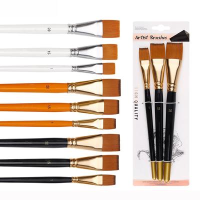 3PCS/Set Oil Creative Brush 3Color Big Flat Head Short Rod Set Nylon Hair Painting Watercolor Brush Artist Painting Brushes