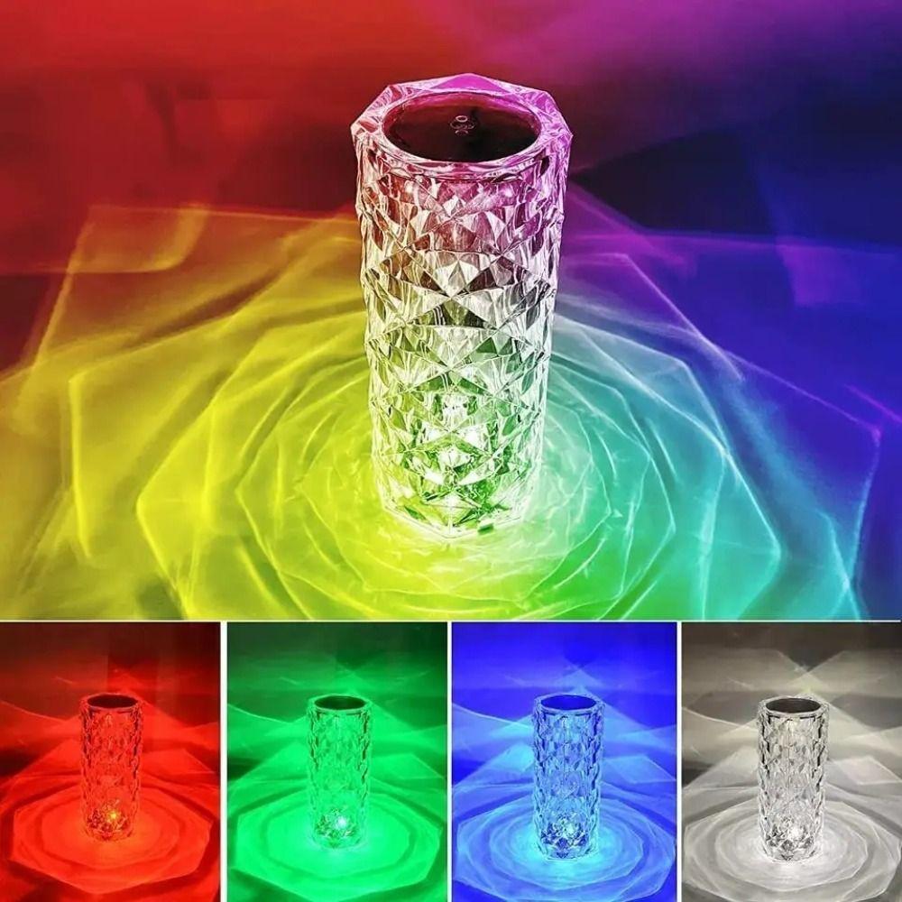 Remote Control Crystal Rose Table Lamp 16 Color Aesthetic Lights Projector Night Light  Home
