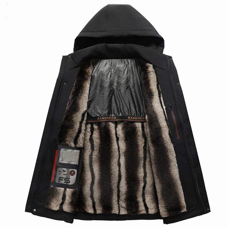 Autumn and Winter Fleece Thickened Detachment Cap Middle-aged Business Casual Cotton-padded Clothes