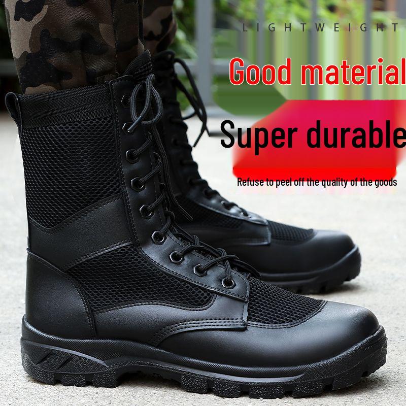 Men's Ultra-Light Mesh Combat Boots - Breathable High-Top Outdoor Workwear & Security Footwear