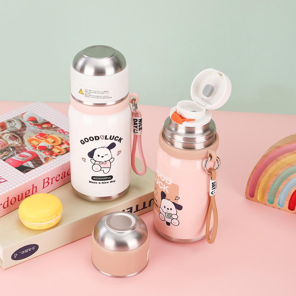 Cute Stylish Sports Water Cup Steel Party Dog Thermos Cup Outdoor Portable Rope Handy Cup Durable Durable Useful