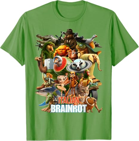 Italian Brainrot Viral Meme Collage Gen Z TShirt Y2k Bootleg Mashups Graphic Outfit AI Creatures Art Aesthetic Clothes Novelty