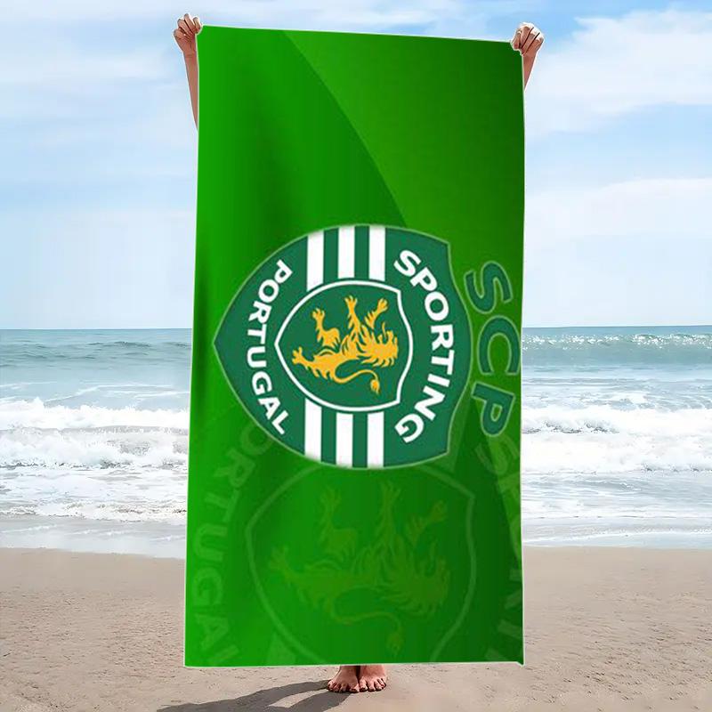 Sporting CP Logo Print Beach Towel, Large Soft Quick Dry Towel for Beach Camping Swimming