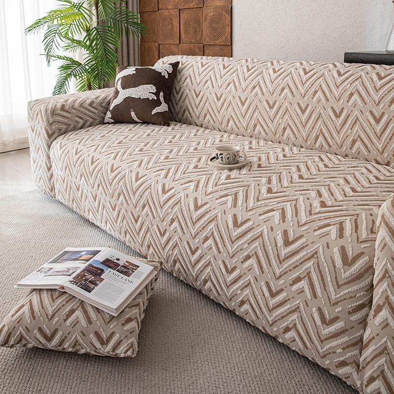 Jacquard Elastische Sofabezüge für Wohnzimmer Überwürfe Stretch Polarfleece Sessel Schutz L-förmiges Sofa 1/2/3/4 Sitzer Zuhause