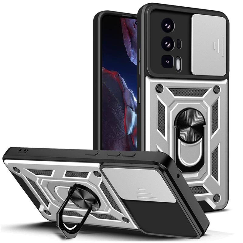 For Xiaomi Pocophone Poco F5 F5Pro Case Shockproof Armor Magnetic Car Holder Ring Cases For Poco F5 Pro Slide Camera Lens Cover