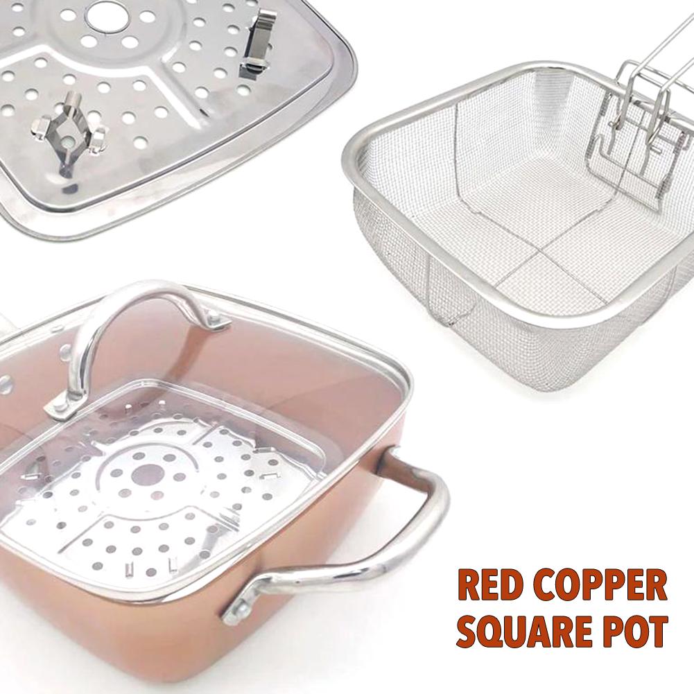 4PCS Ceramic Non-stick Pan Set with 10 Inch Deep Square Fry Pan Kitchen