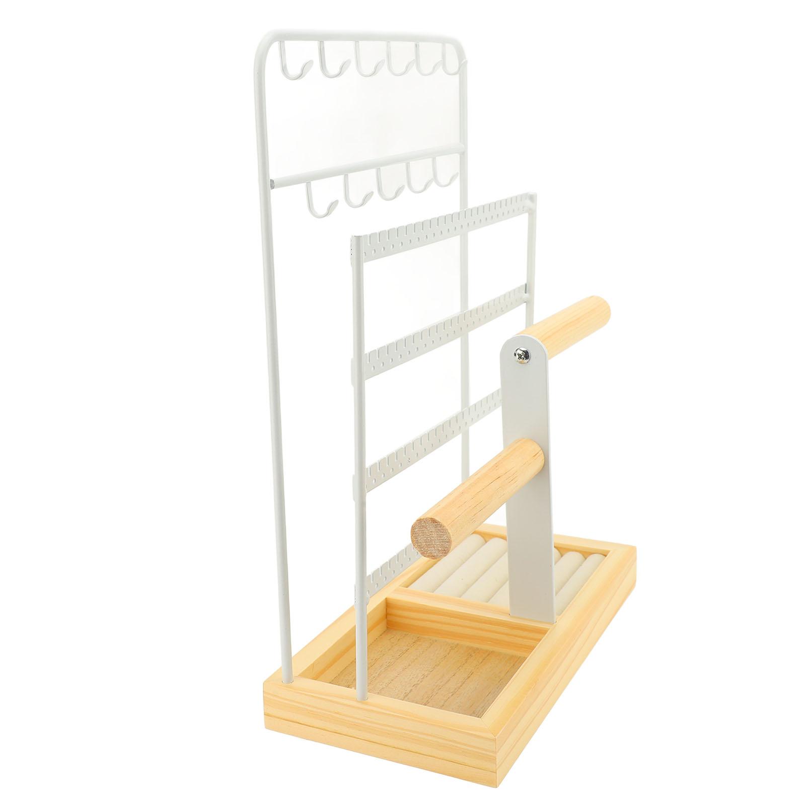 

Jewelry Display Stand Large Capacity 4 Layer Ear Clip 11 Hook Necklace Storage Box Jewelry Rack for Bracelets s Necklace
