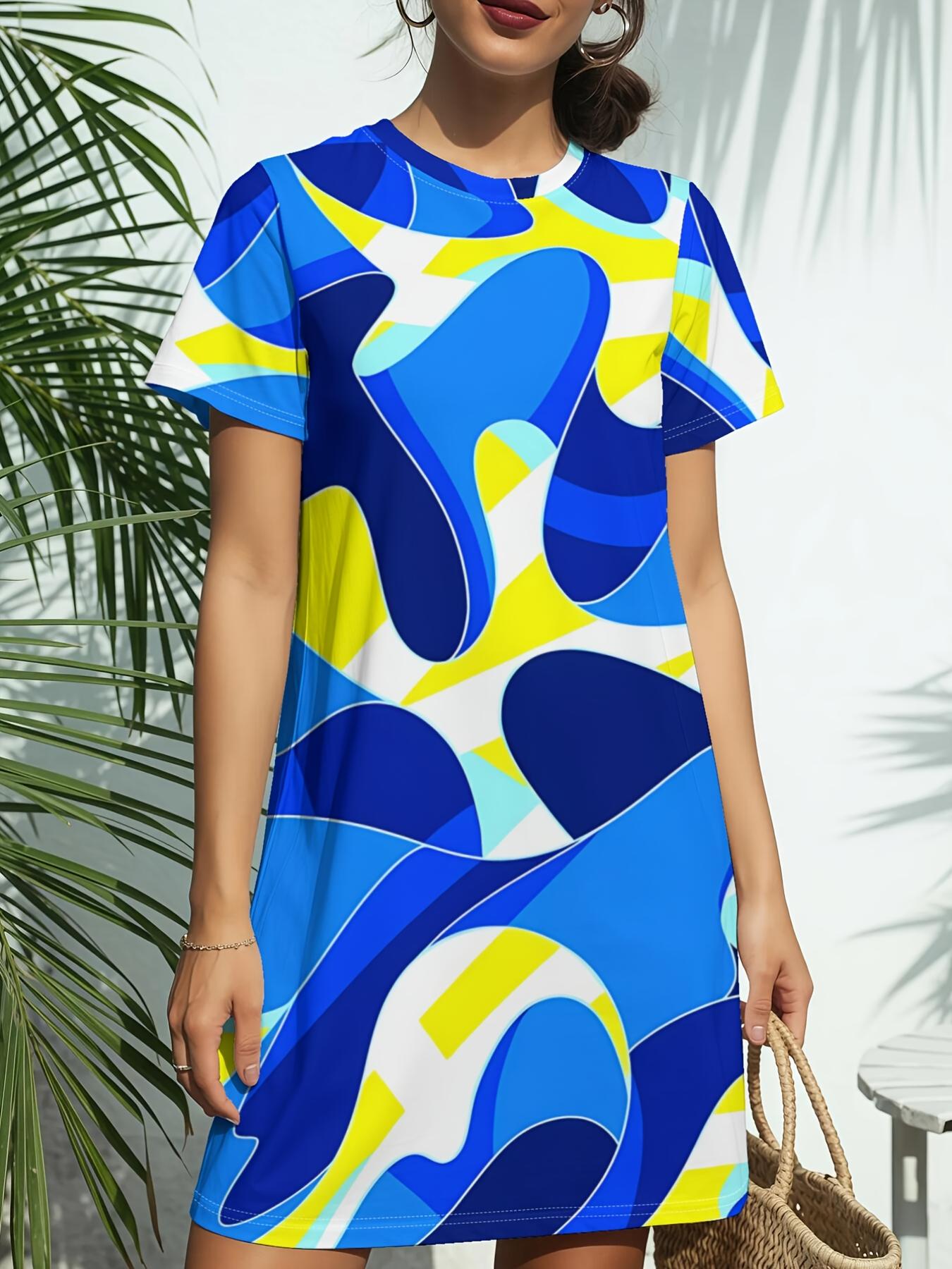 

Women S New Crew Neck Short Sleeve T-Shirt Dress. American Trend Digital Print. Casual ; Versatile for Spring And Summer. Elegant And Chic WoenS Dre 4XL дубильна кора