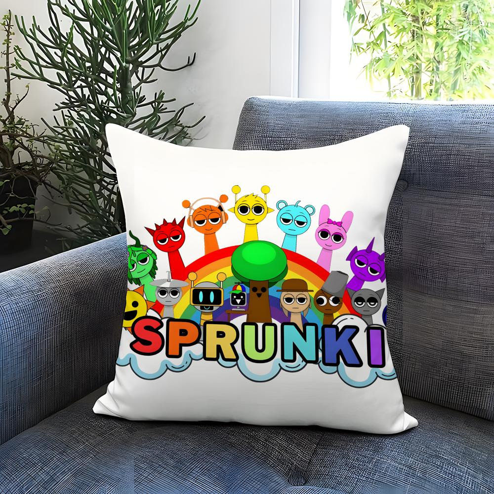 Popular Game Character Sprunki Cushion Cover Comfortable Reversible Pillow Cover Ideal for Car Sofa Bedroom Beyond