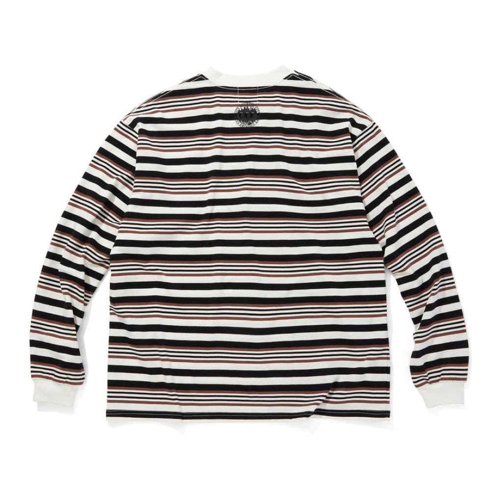 Sitikeonteulisiti Embroidered Logo Multi-Border Long Sleeve T-Shirt Brown X White Unisex