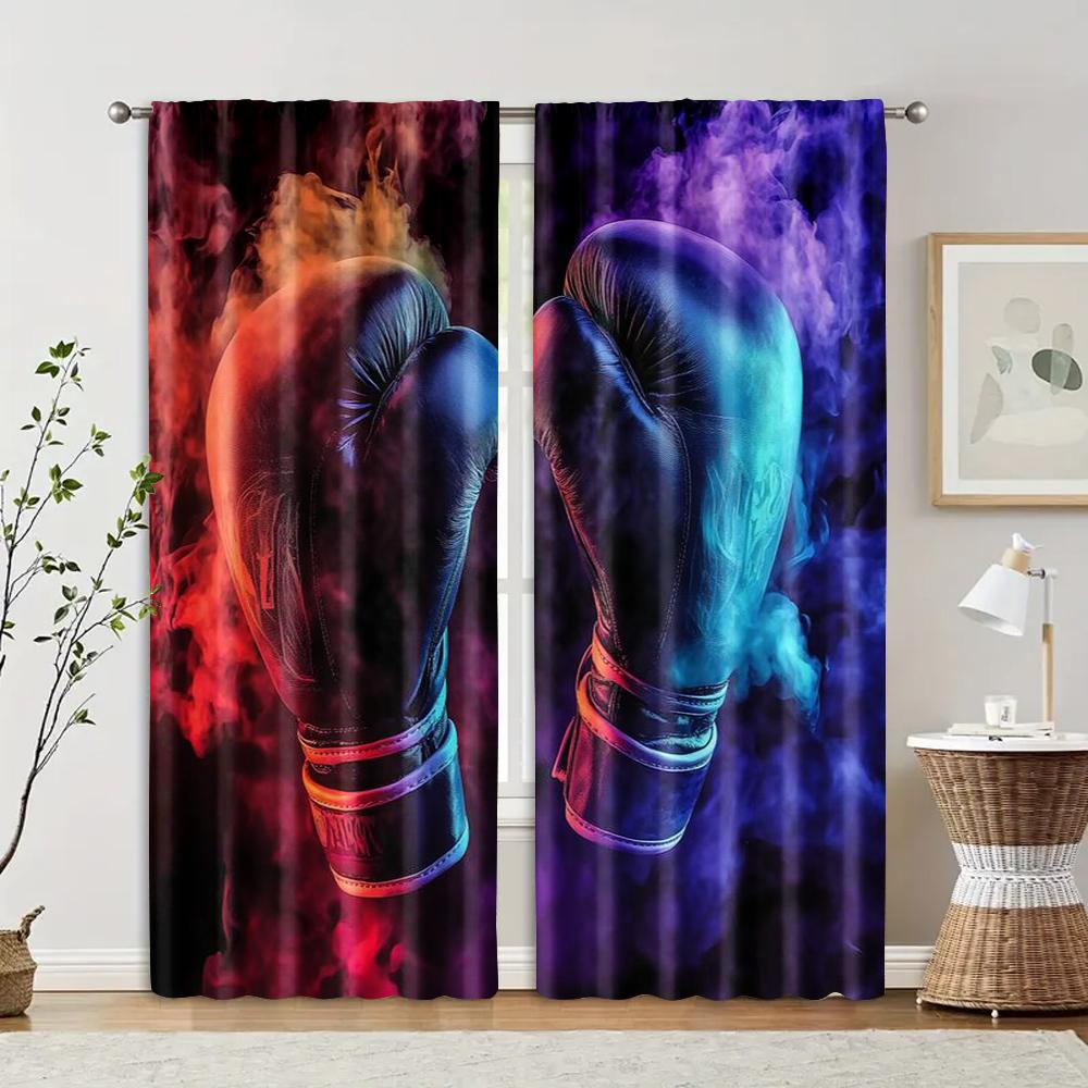 

Set Of 2 Filtering Curtains Excluding Rods Non Movable Without Batteries Boxing Curtain Polyester W100*H70(CM)-Grommet top&1PCS